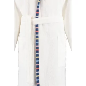 Cawö Bademäntel Damen Kurzmantel mit Kapuze Uni - Farbe weiß-blau 01