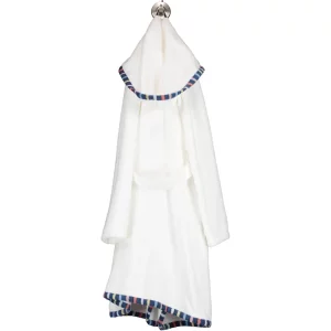 Cawö Bademäntel Damen Kurzmantel mit Kapuze Uni - Farbe weiß-blau 01